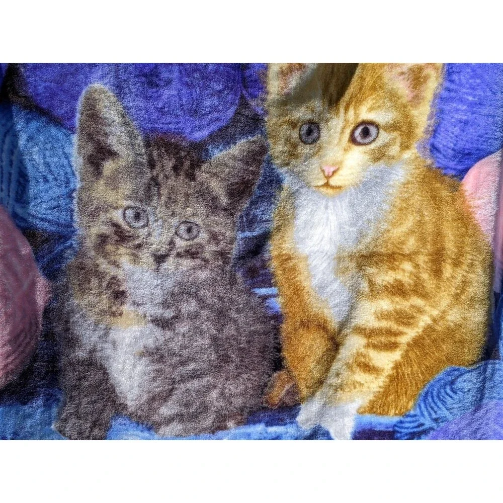 Greg Cuddiford Blanket Throw Two Kittens Cats Yarn Northwest 50 x 60